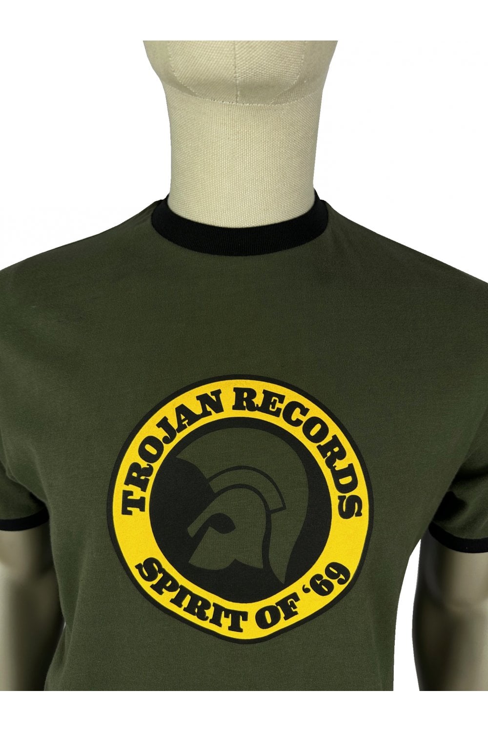 Trojan Records Men's TC1006 Spirit Of '69 Logo Tee Shirt Army Green