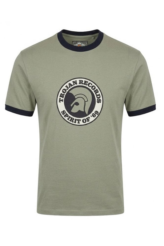 Trojan Records Men's TC1006 Spirit Of '69 Logo Tee Shirt Grey