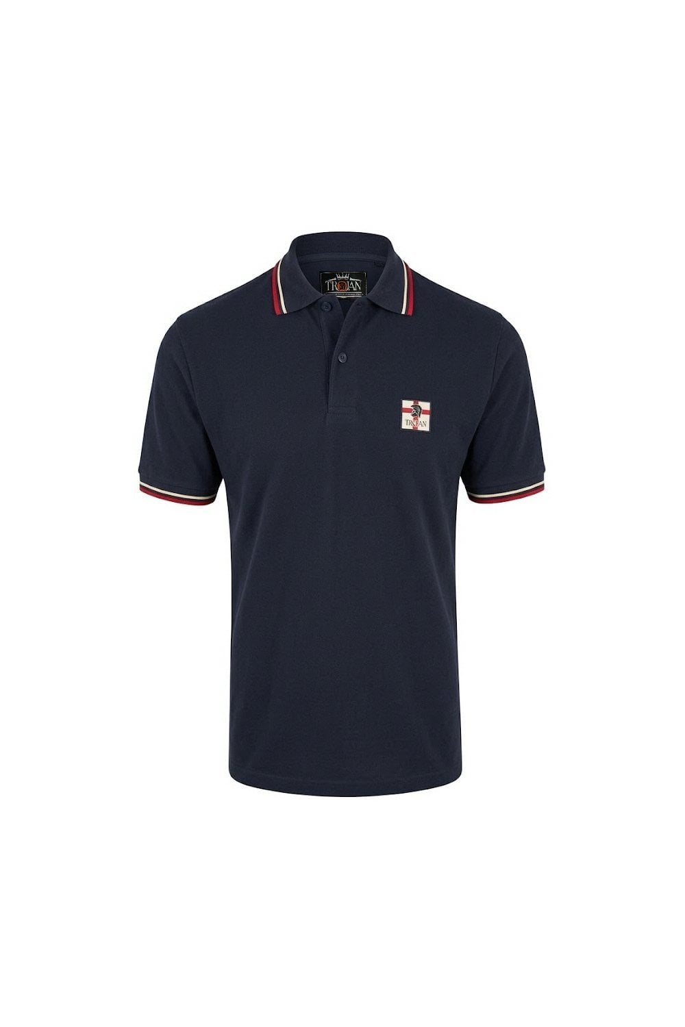 Trojan Records Men's TR9078 St George Badge Pique Polo Shirt Navy Blue