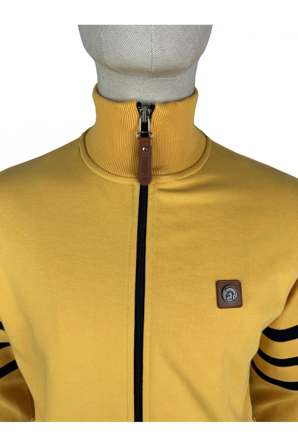 Trojan Records Men's TR8851 Stripe Sleeve Track Top Mustard Yellow