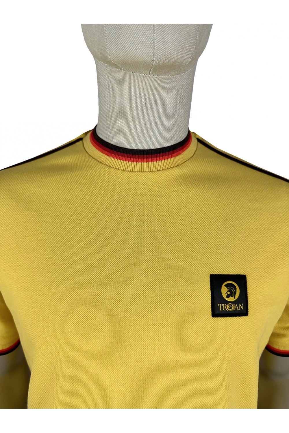 Trojan Records Men's TC1042 Three Colour Tipped Pique T Shirt Mustard