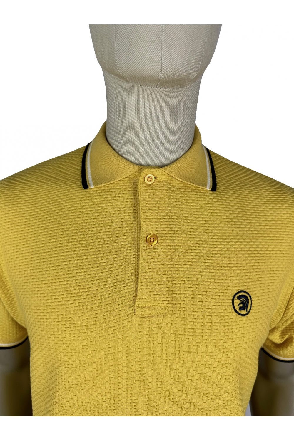 Trojan Records Men's TC1038 Twin Tipped Textured Polo Shirt Mustard