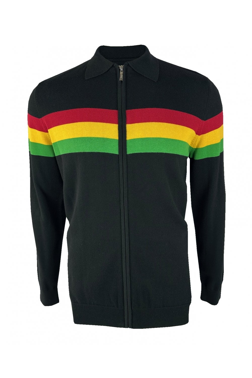 Trojan Records Men's TR9011 Zip Stripe Cardi Track Top Black