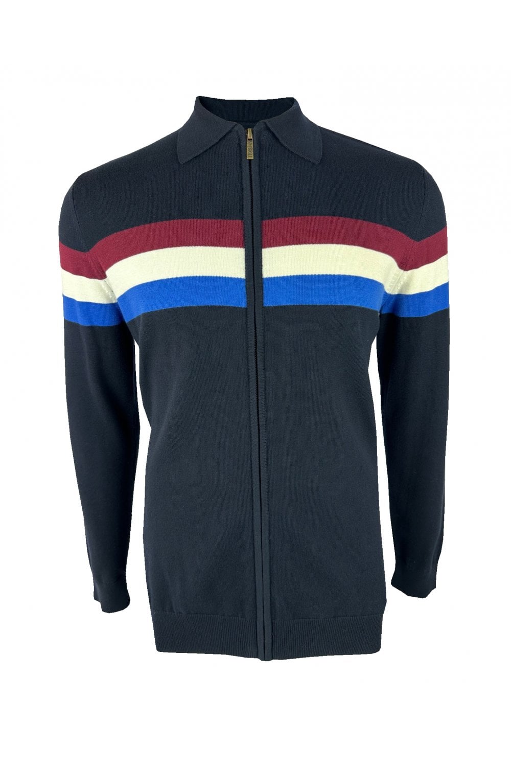 Trojan Records Men's TR9011 Zip Stripe Cardi Track Top Navy Blue