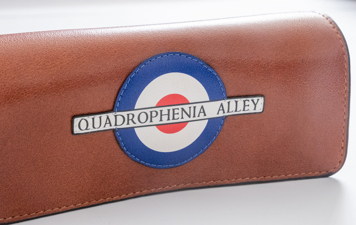 Quadrophenia Alley Exclusive Mod Target Leather Flap Over Glasses Case Brown