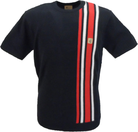 Gabicci Vintage Men's Lewis V50GM17 SS Stripe T Shirt Navy Blue