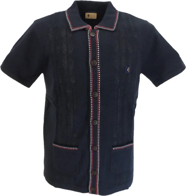 Gabicci Vintage Men's Emilio V50GM13 Button Polo Shirt Navy Blue