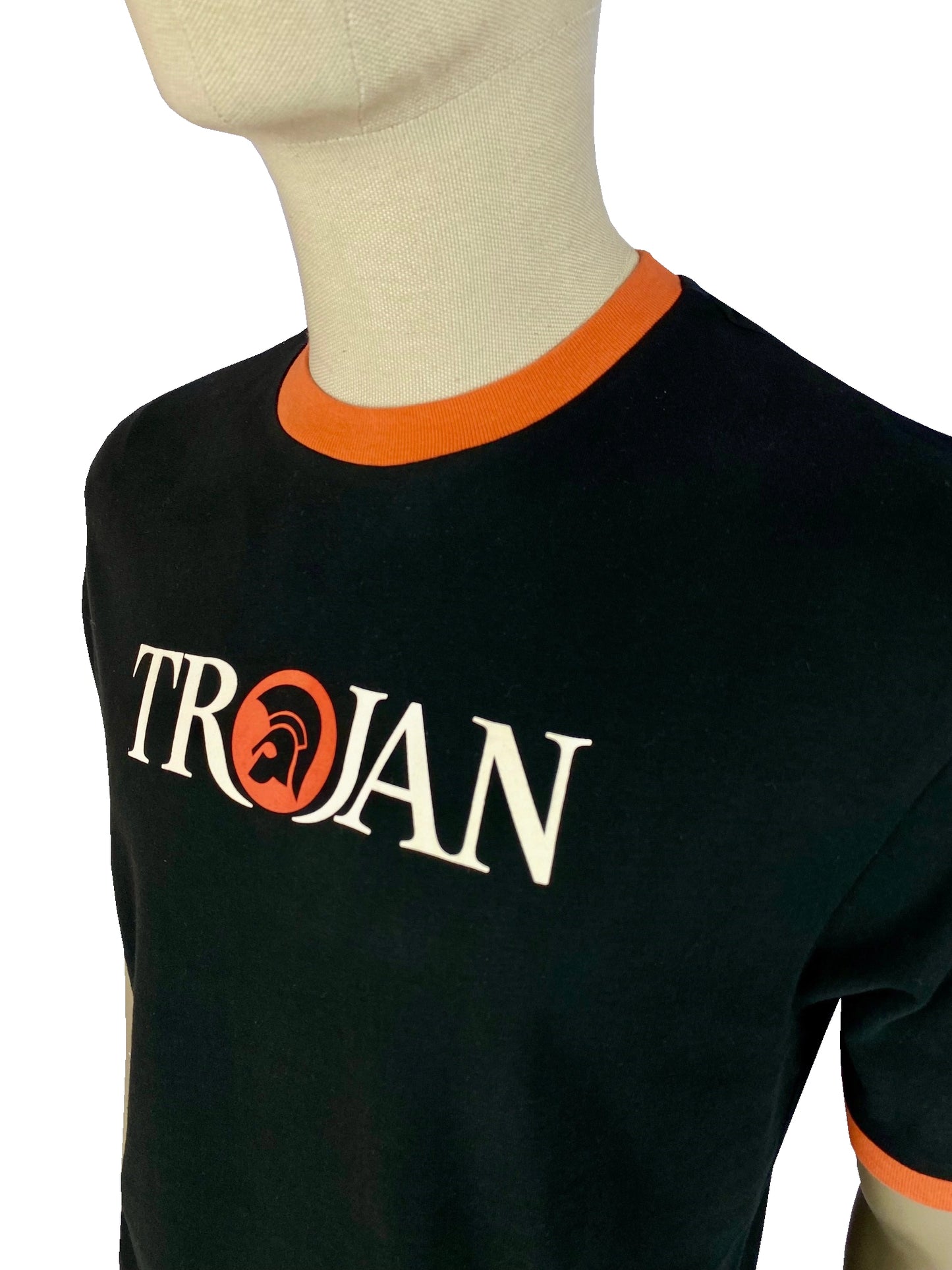 Trojan Records Men's TC1014 Logo Ringer Crew T Shirt Black