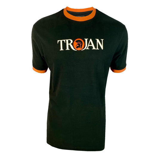 Trojan Records Men's TC1014 Logo Ringer Crew T Shirt Black